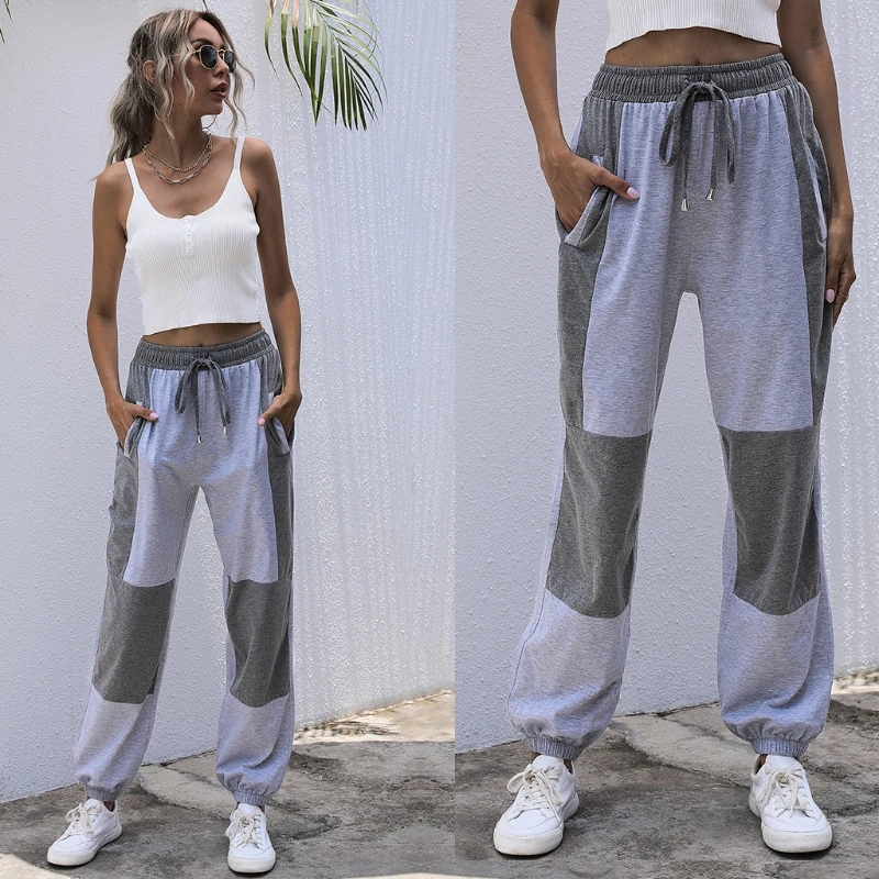 

Women Casual Loose Pants with Pockets Lace-up Drawstring Workout Long Trousers Outdoor Hiking Camping Jogger Sweatpants