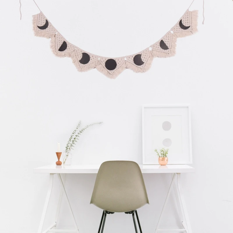 Макраме с бахромой мусульманский лунный Затмение подвесной гобелен украшение