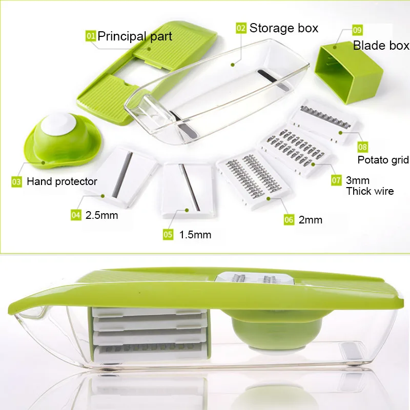 Ручной измельчитель овощей со стальным лезвием мандолина слайсер для продуктов
