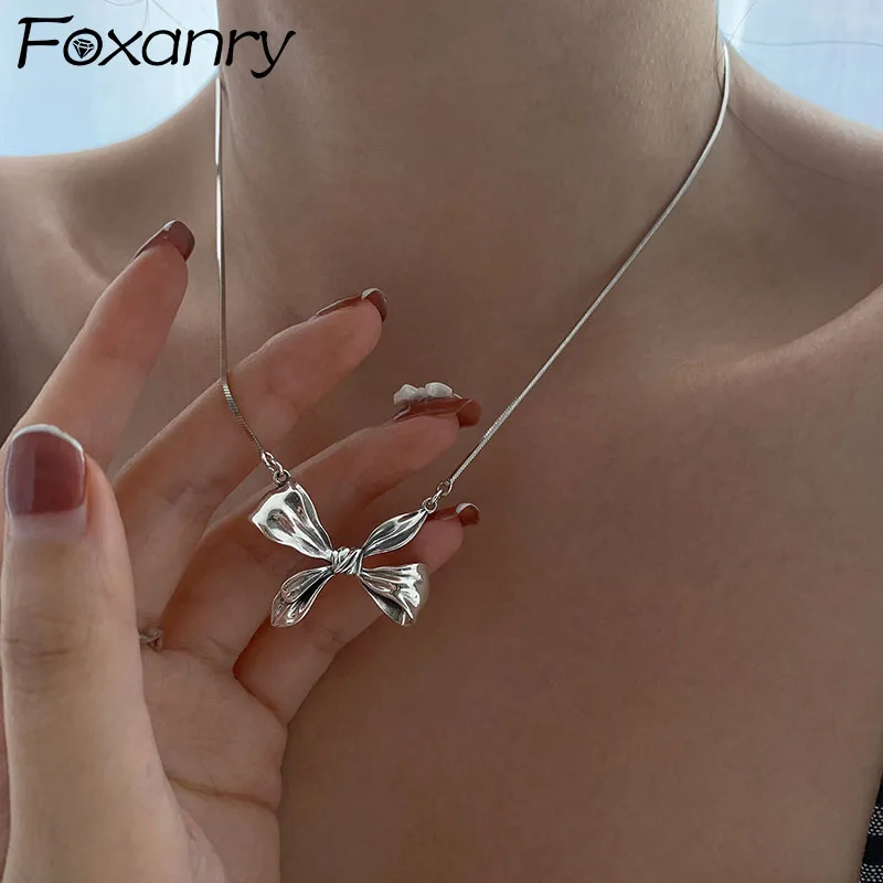 Ожерелье FOXANRY серебряного цвета с цепочкой до ключицы 2021 модное элегантное