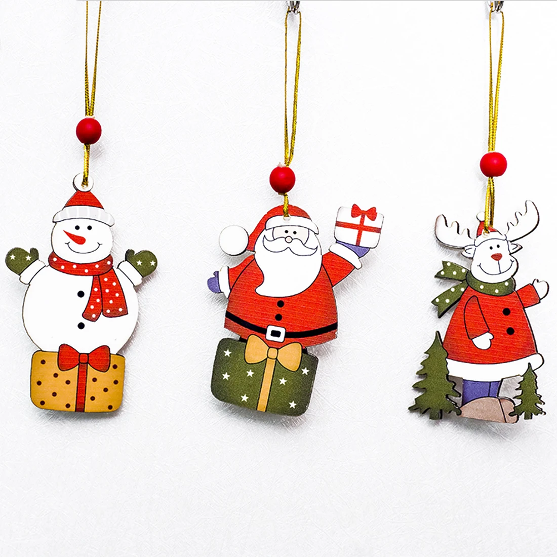 

Decoration New Year Elk Christmas Tree Ornaments Santa Clause Hanging Xmas Tree Party Decor Pendants Wooden