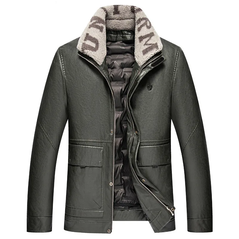 

Мужская куртка из натуральной кожи, с воротником из меха ягненка, размеры до 4xl