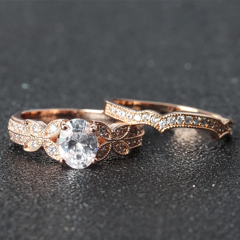 Женское кольцо с бриллиантом Anillo 14K розовое золото круглый белый топаз 14K|Кольца