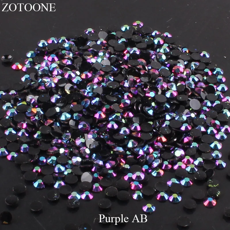 

ZOTOONE FlatBack Non HotFix Resin Nail Art Black AB Rhinestones Strass Crystal Applique Glue On Stones For Clothes Decoration E
