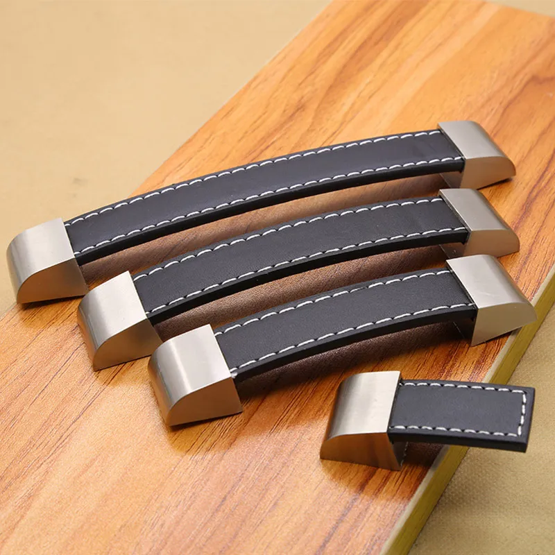 Высококачественные кожаные ручки для мебели ящика шкафа кухонные дверные ручка