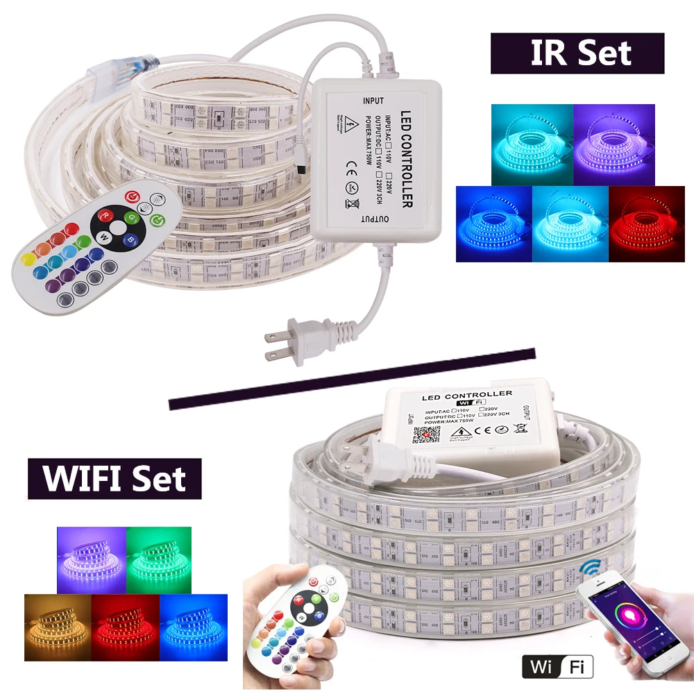 Набор светодиодных лент RGB 220 В с Wi-Fi ИК-контроллер 750 Вт пульт дистанционного
