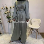 Eid Mubarek Abaya Дубай, Турция сатиновый хиджаб мусульманское платье индийское Европейское американское ислам одежда платья для женщин Оман Vestidos