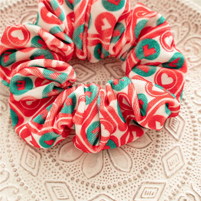 

Velvet Elastic Hair Bands Christmas Flannel Hair Rope Rings Scrunchies Xmas Ponytail Hair Accessories Elastic Hairbands Elks New