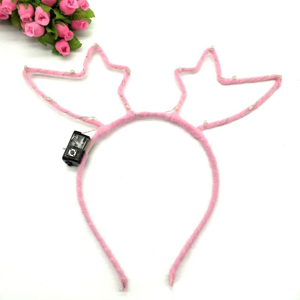 Рождественский ободок аксессуар светильник светящийся рога новогодний