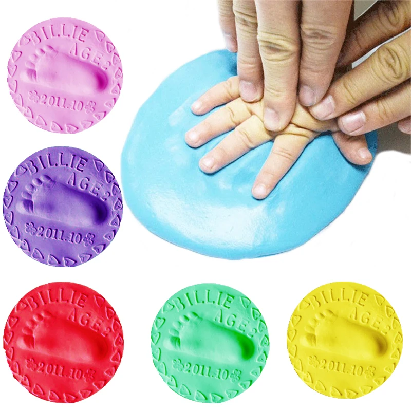 

Soft Clay DIY Newborn Baby Souvenirs Hand Print Footprint Non-toxic Clay Kit Casting Parent-child Hand Ink Pad Fingerprint Toys