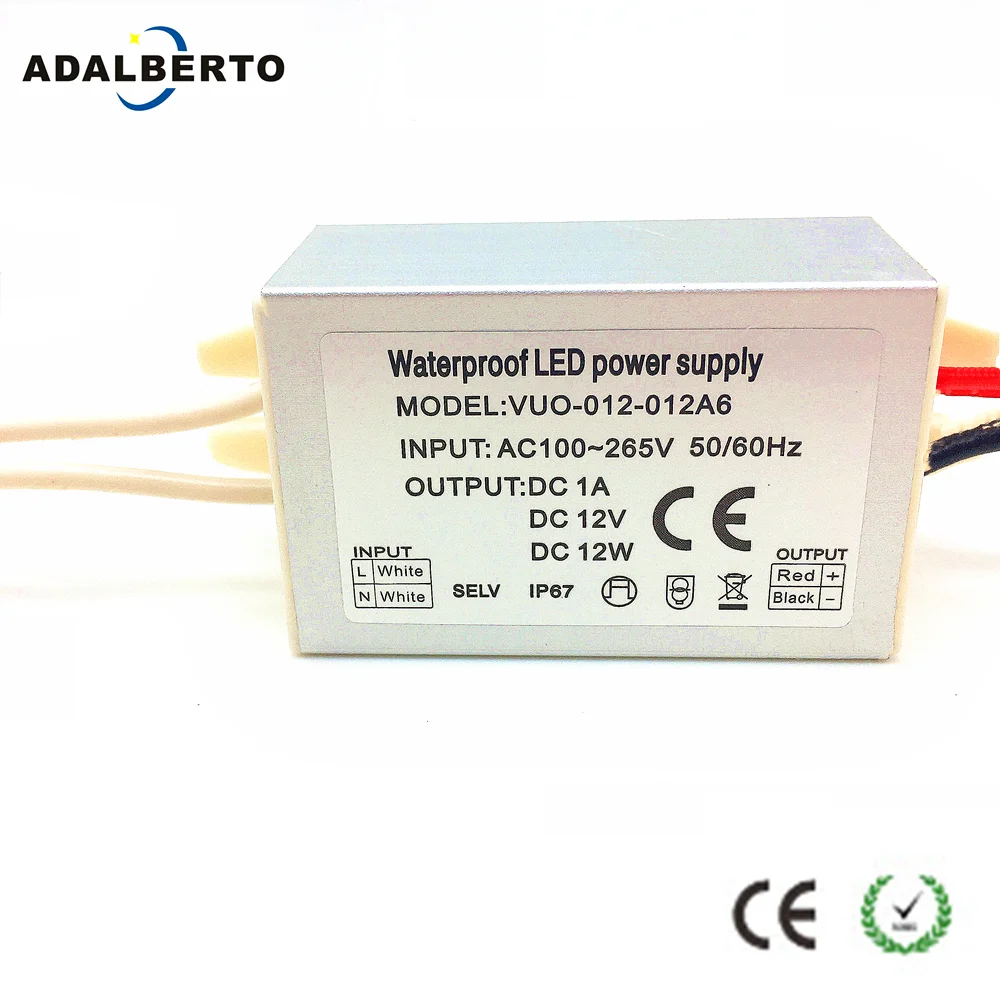 

Power Supply 12W LED Driver IP67 Waterproof Transformer For 1W 3W DC12V Mini spotlight CE RoHS