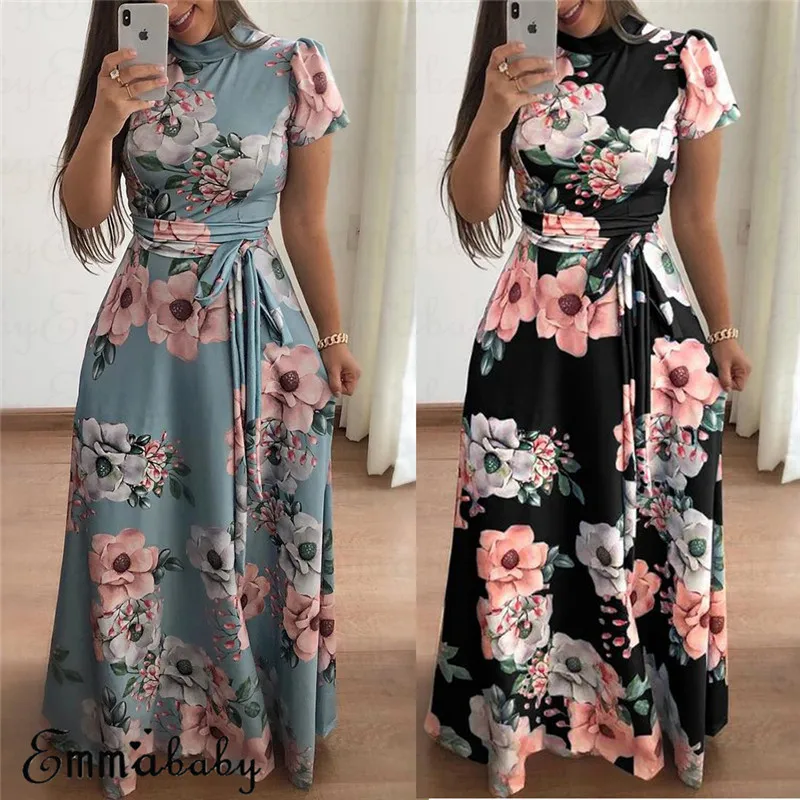 Женское платье макси с цветочным принтом на бретелях|Женские платья| |