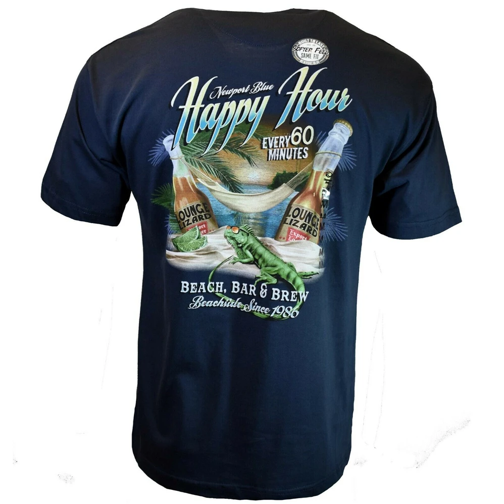Футболка с надписью Happy Hour Men'S Пляжная футболка баром и пивоварней для отдыха в