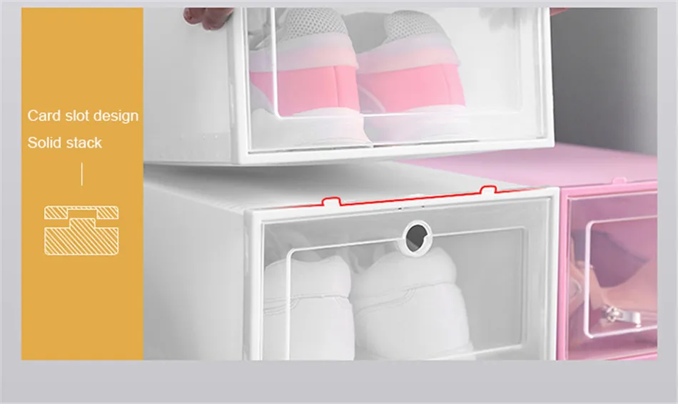 

6PCS Transparent Plastic Clamshell Shoe Box Thickened Dustproof And Waterproof Foldable Household Combination Shoe Cabinet