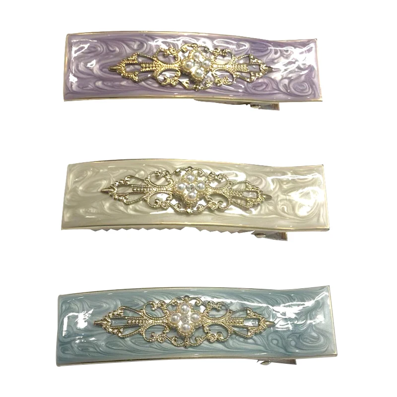 

Women Girls Wide Curved Portable Classic Dripping Hairpin Alloy Geometric Hair Clips Ponytail Holder