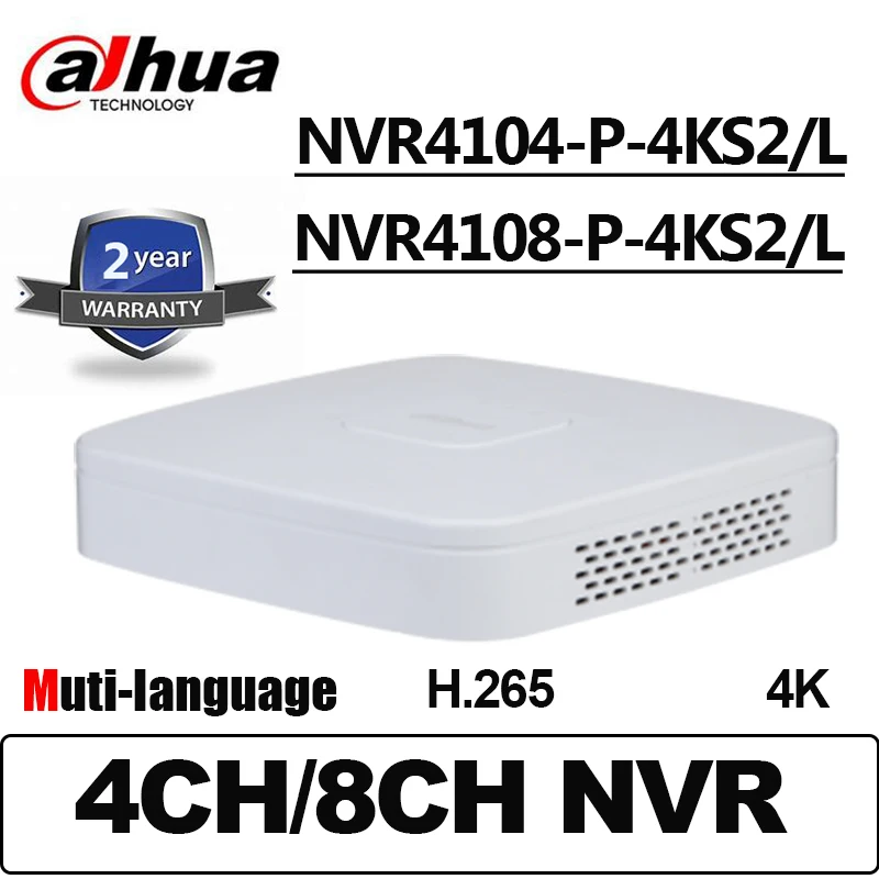 Сетевой видеорегистратор Dahua 4CH 8CH NVR 4 POE порта NVR4104 P 4KS2/L NVR4108 Смарт 1U 1HDD 4PoE Видео