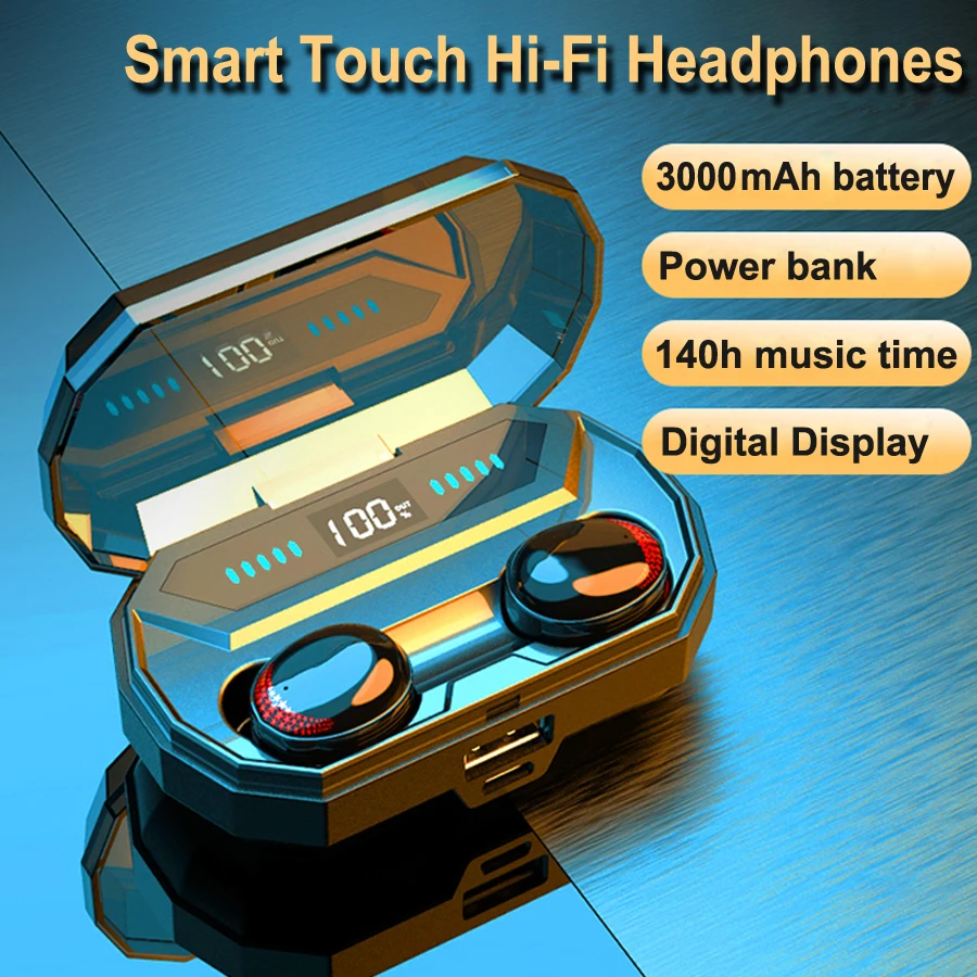 Wireless Headphones Bluetooth Headset 5.0 Noise Canceling Headphone for Iphone with LED Display Earbuds PK X10 Tws for Android