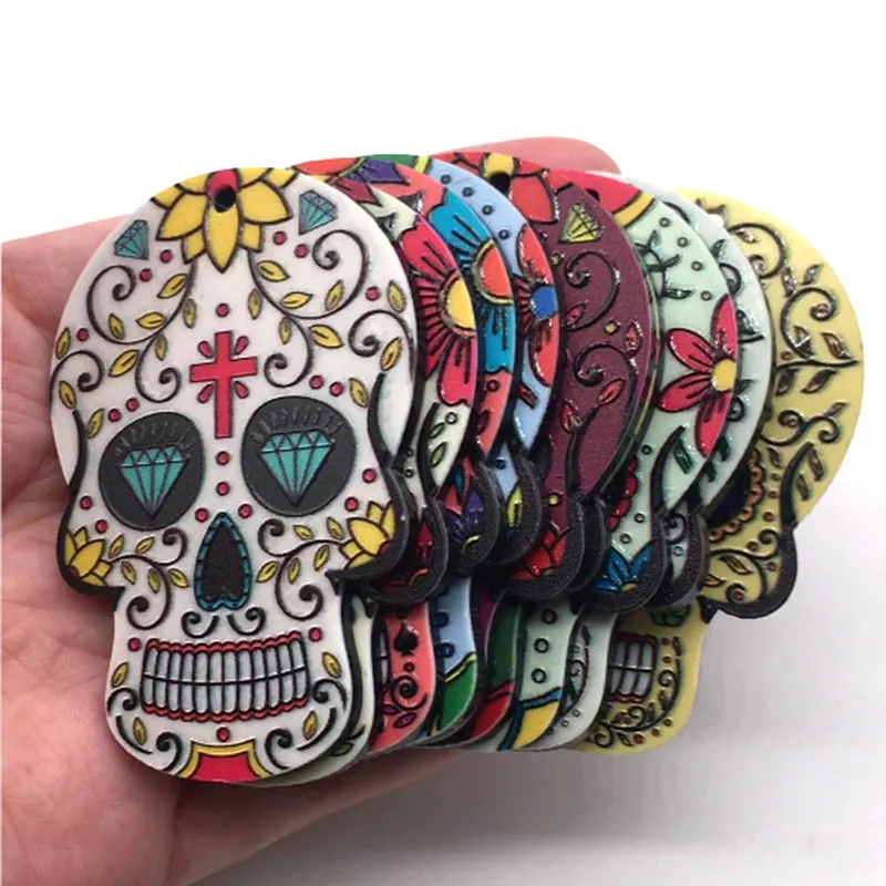 10 шт. шармы с сахарным черепом на Хэллоуин для изготовления ювелирных украшений