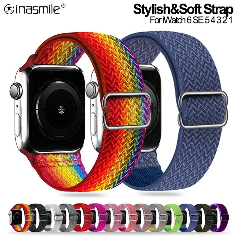 

Спортивный нейлоновый ремешок для Apple Watch 4 3 2 band 40 мм 44 мм, регулируемый эластичный браслет для iWatch Series SE 6 5 38 мм 42 мм