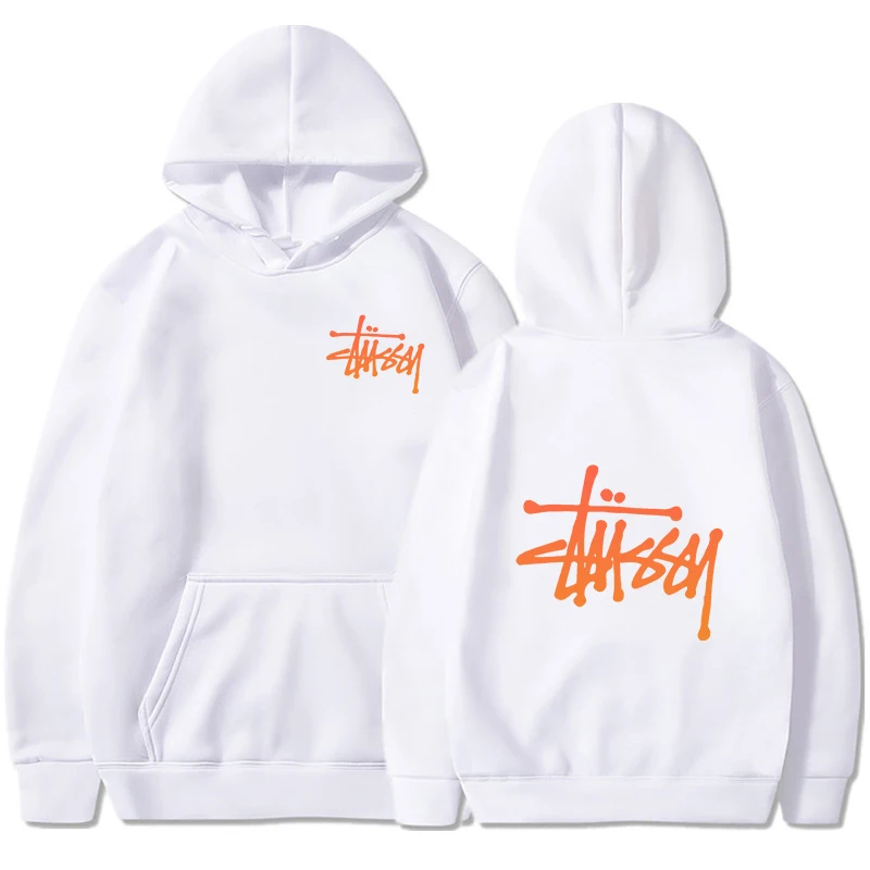 

Fashion brand spring new men's and women's casual Hoodie personalized signature orange print men's hip hop Sweatshirt