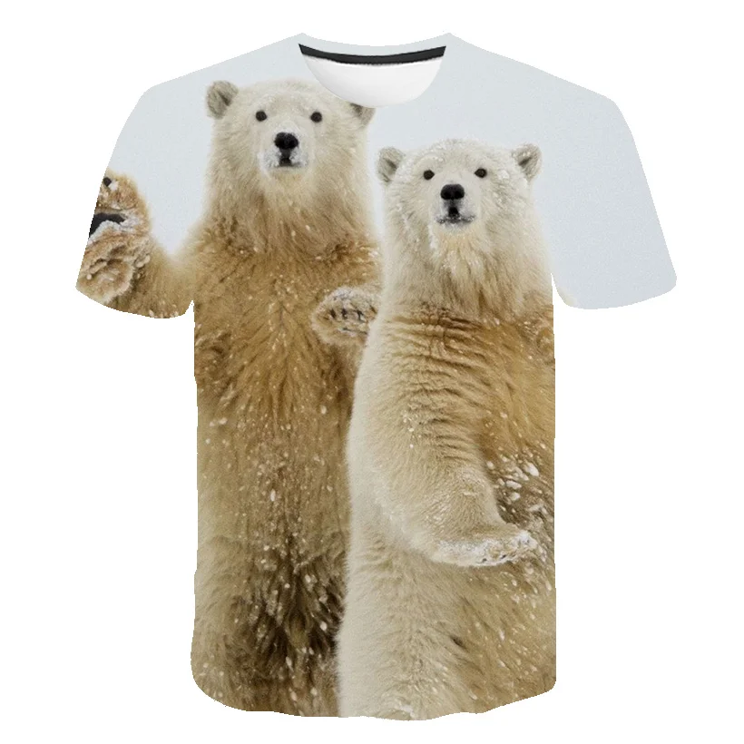 

New For 2021 Cool T Shirt For Boys Clothes Animal Russia Bear Print 3d T Shirt Summer Short Sleeve Tops Children's Clothes 4-14y