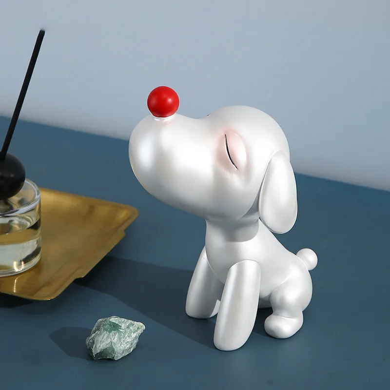 Креативное украшение в виде собаки с красным носом из смолы животного для дома