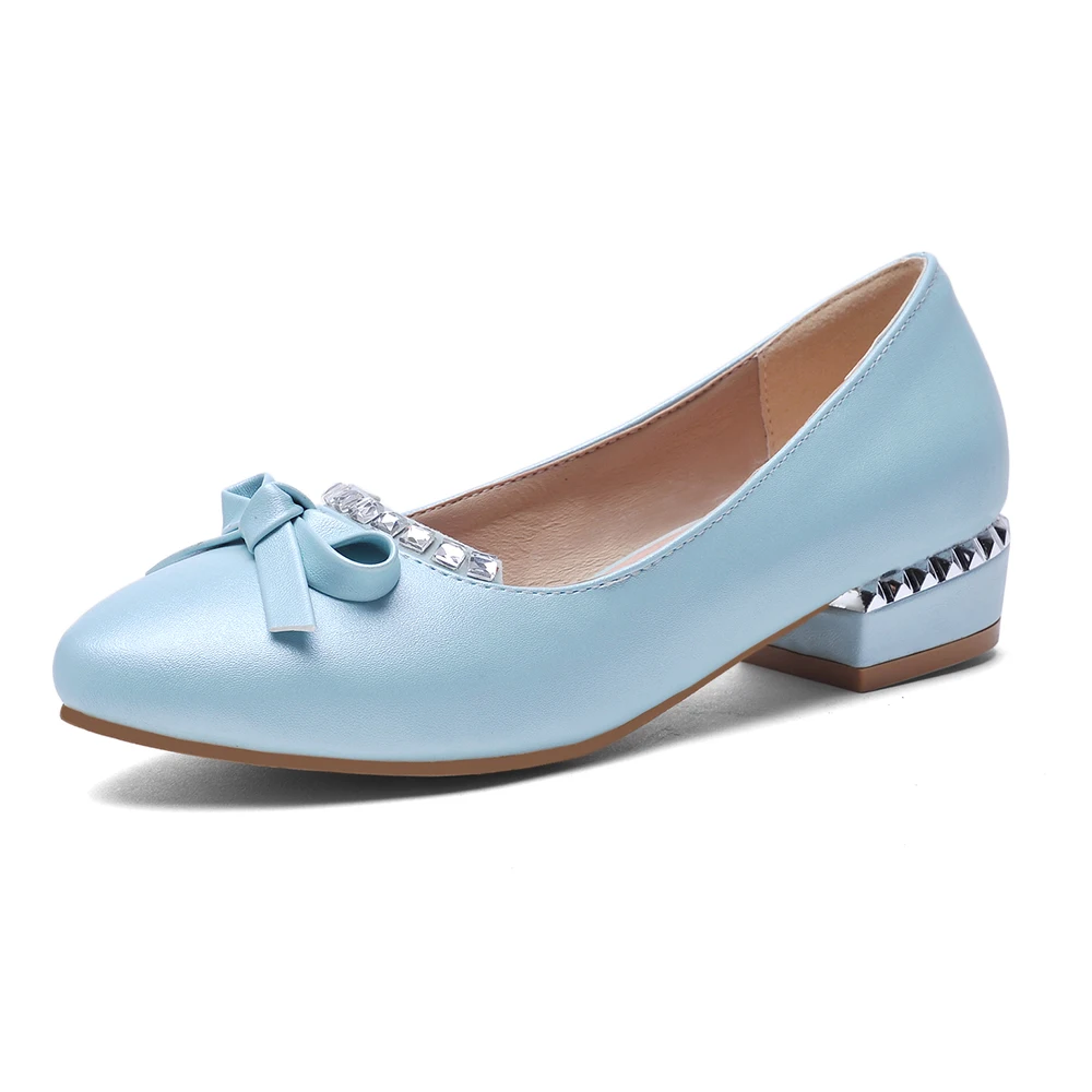 

Plus Size Fashion point bow Rhinestone single shoes summer flat ladies women shoes woman