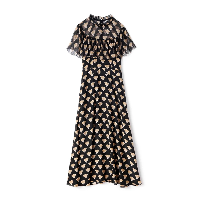 Женское модельное платье из 100% шелка модные высокие уличные платья с круглым