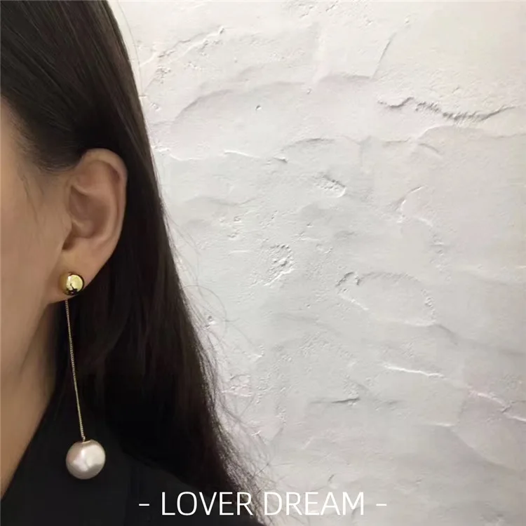 

2020New Korean Vintage Earrings For Women Gold Silver Color Earrings With Pearl Tassel Long Dangle Drop Earrings Fashion Jewelry