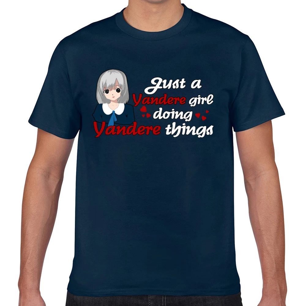 Топы футболки для мужчин yandere девочек аниме косплей повседневные черные Geek