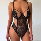 Женское сексуальное боди черного цвета без рукавов, треугольное боди с волнистой кружевной чашечкой, мягкое эластичное кружевное боди