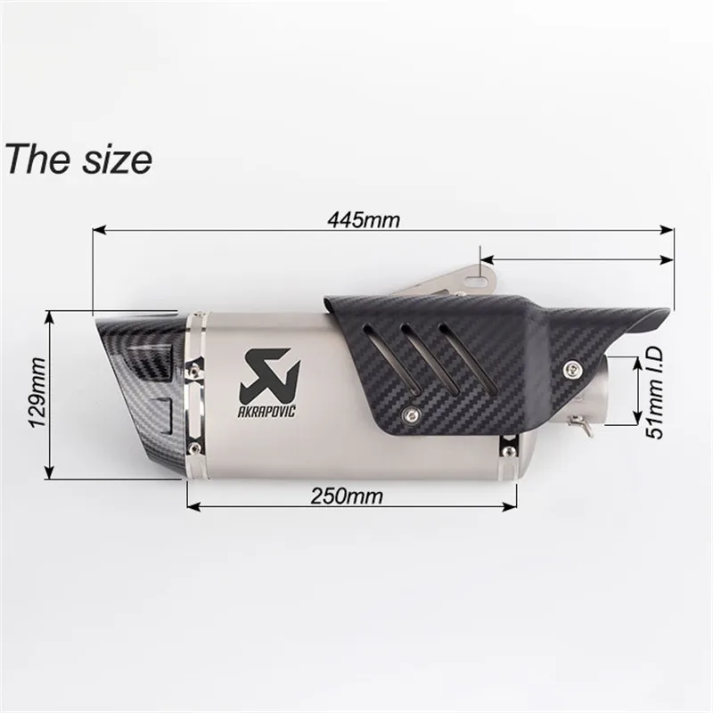 Мотоциклетный глушитель для выхлопной трубы 51 мм с крышкой из углеродного