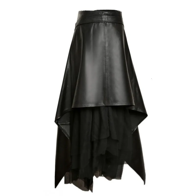 Новинка 2020 дизайнерская женская юбка из натуральной кожи Осень-зима Женская выше