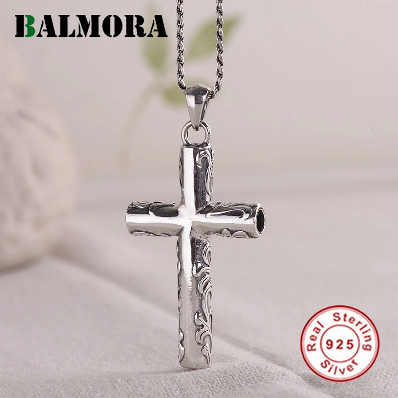 Мужской кулон в этническом стиле BALMORA из серебра 925 пробы с крестом и принтом