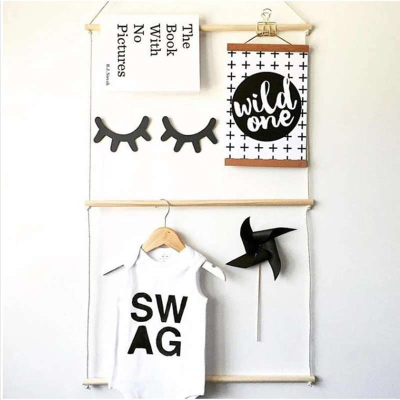 Деревянная настенная подвесная вешалка для одежды скандинавский стиль