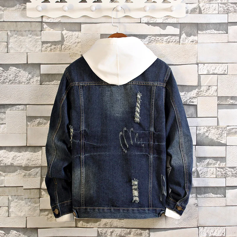 Летние куртки пальто джинсовая мужская одежда с дырками хлопковая