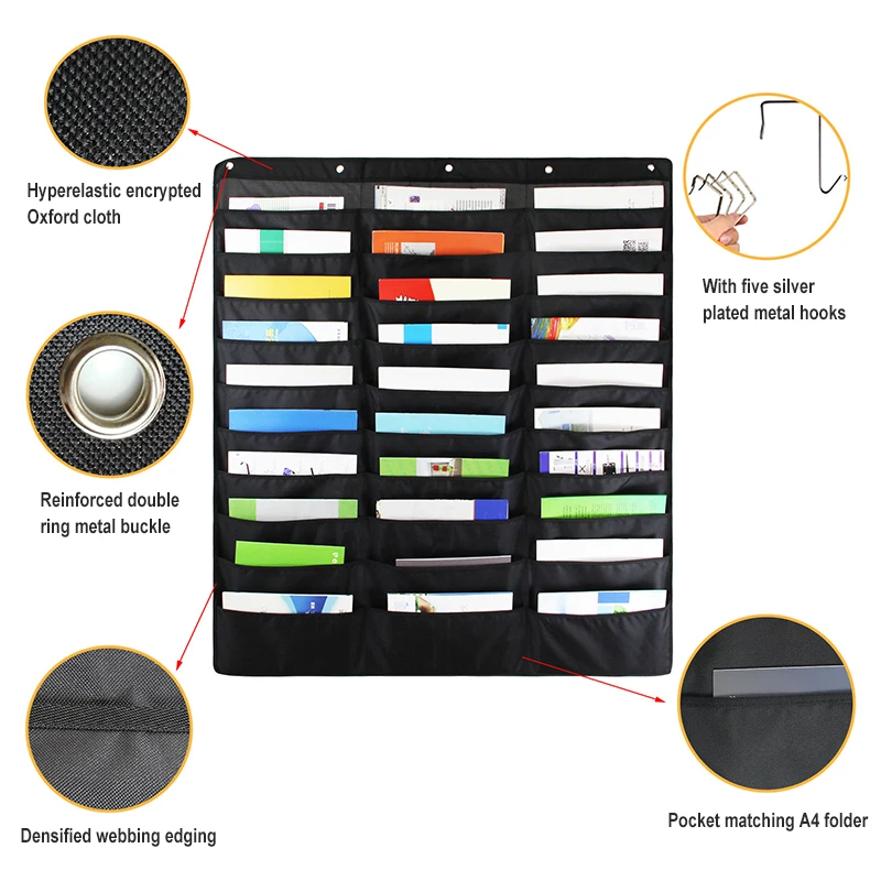 

Multi-Pocket Storage Hanging Bag Large Capacity Wall Mounted File Organizer Pocket Chart for Home Office ALS88