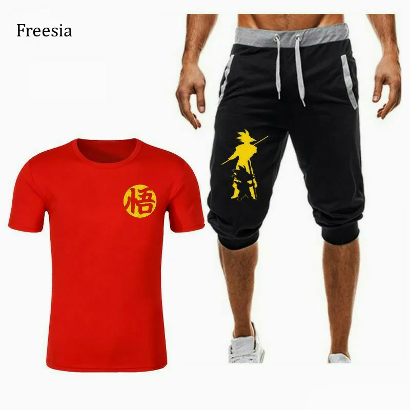 Мужская футболка с короткими рукавами Повседневная Толстовка принтом и брюки