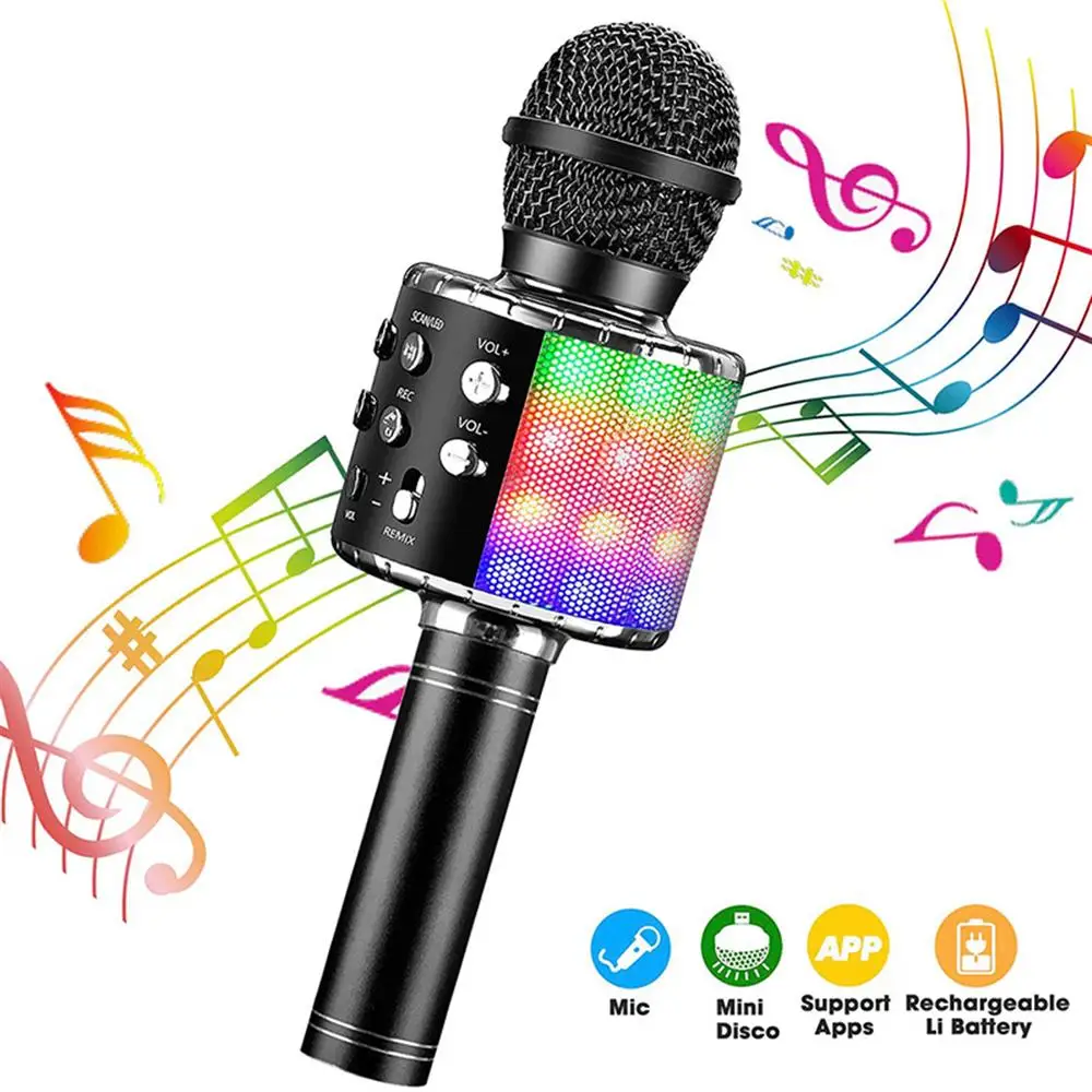 

Ymesy Bluetooth Wireless Microphone Hand Held Microphone Speaker Karaoke Music Player Broadcasting Integrated Karaoke Microphone