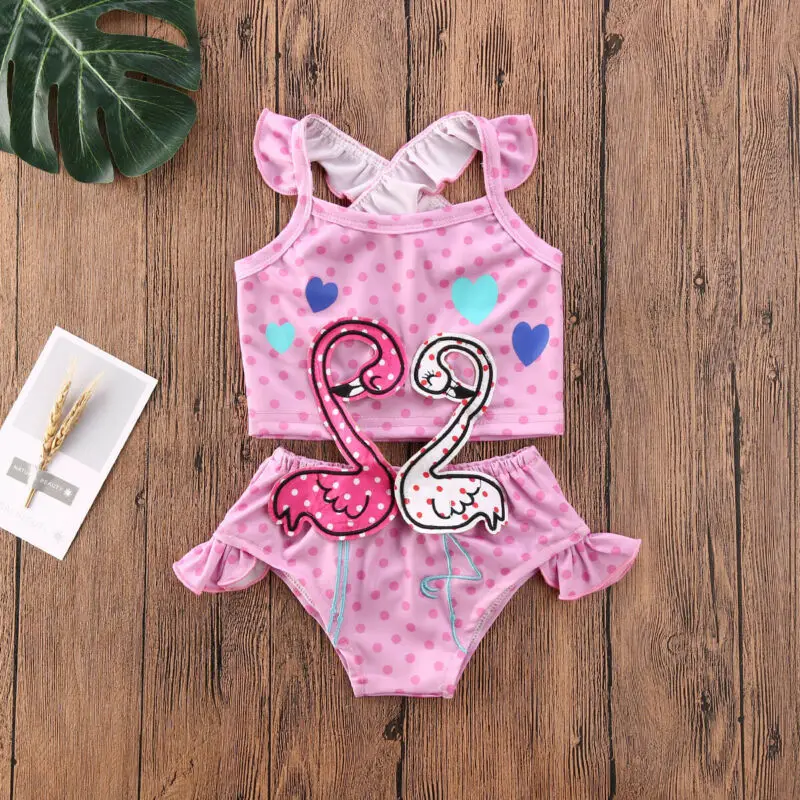 Розовый купальный костюм для новорожденных девочек из двух предметов бикини От 1