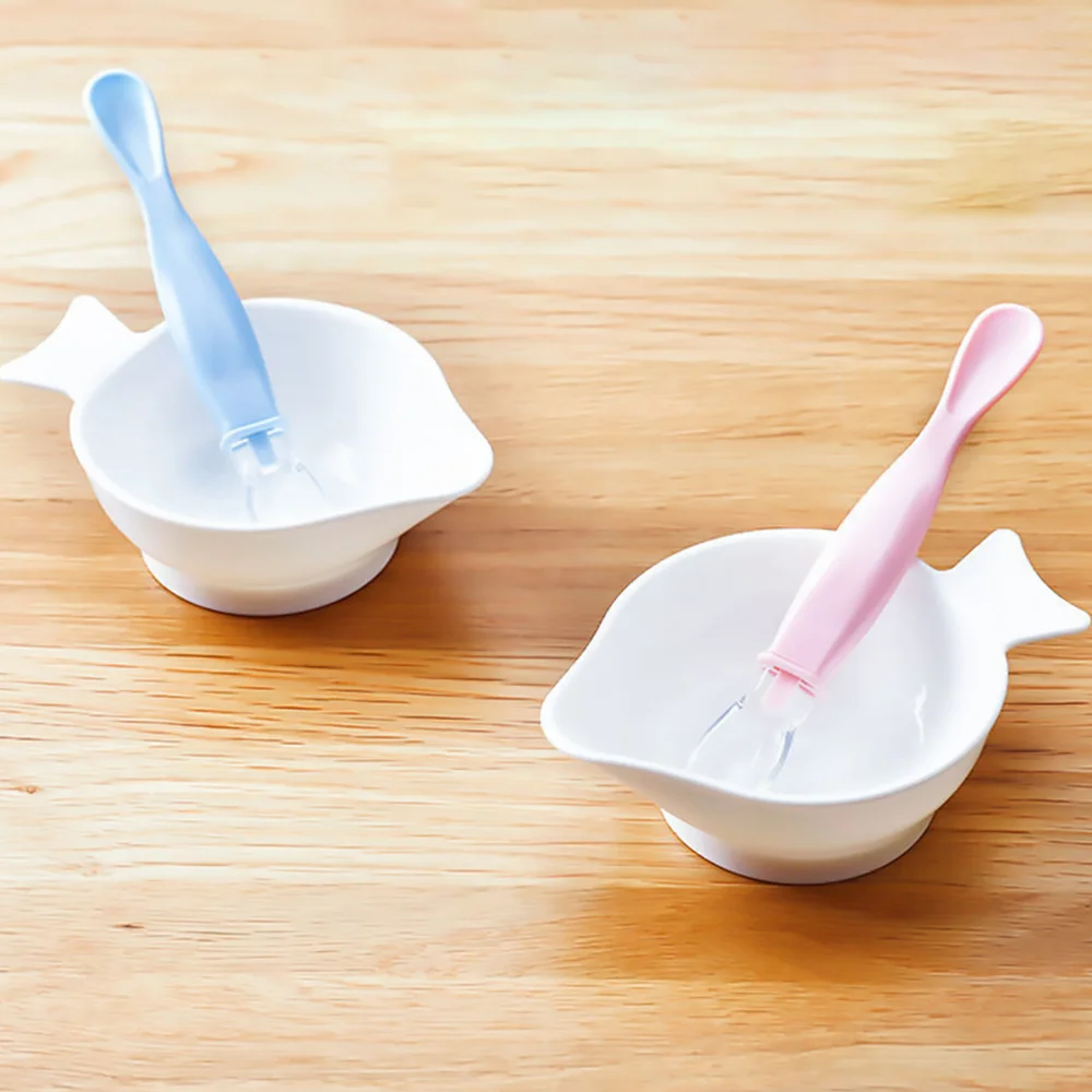 

4pcs Rice Paste Complementary Food Bowl Infant Tableware Baby Silicone Spoon