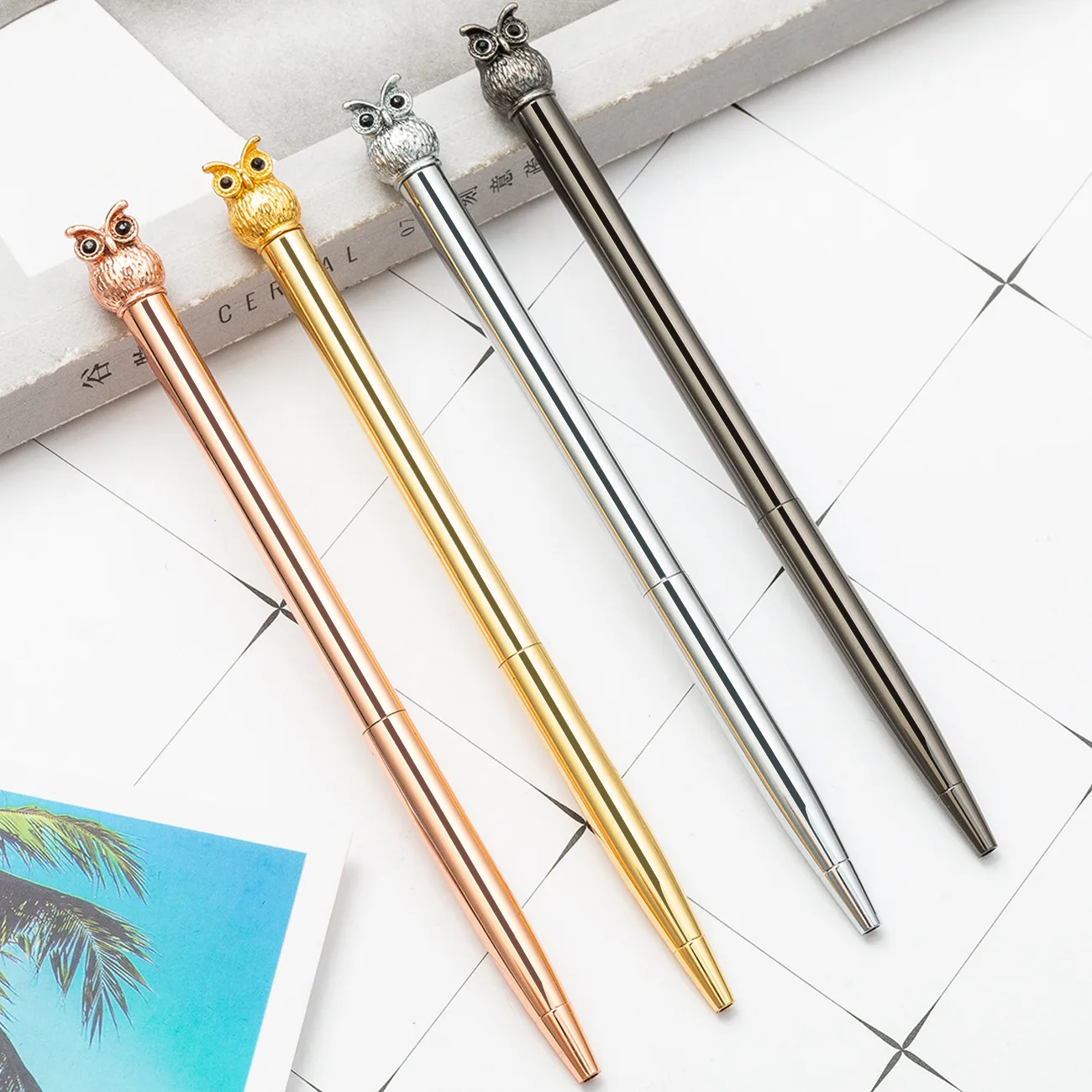 Металлическая шариковая ручка в виде совы толщина 1 0 мм цвет ассортименте| |