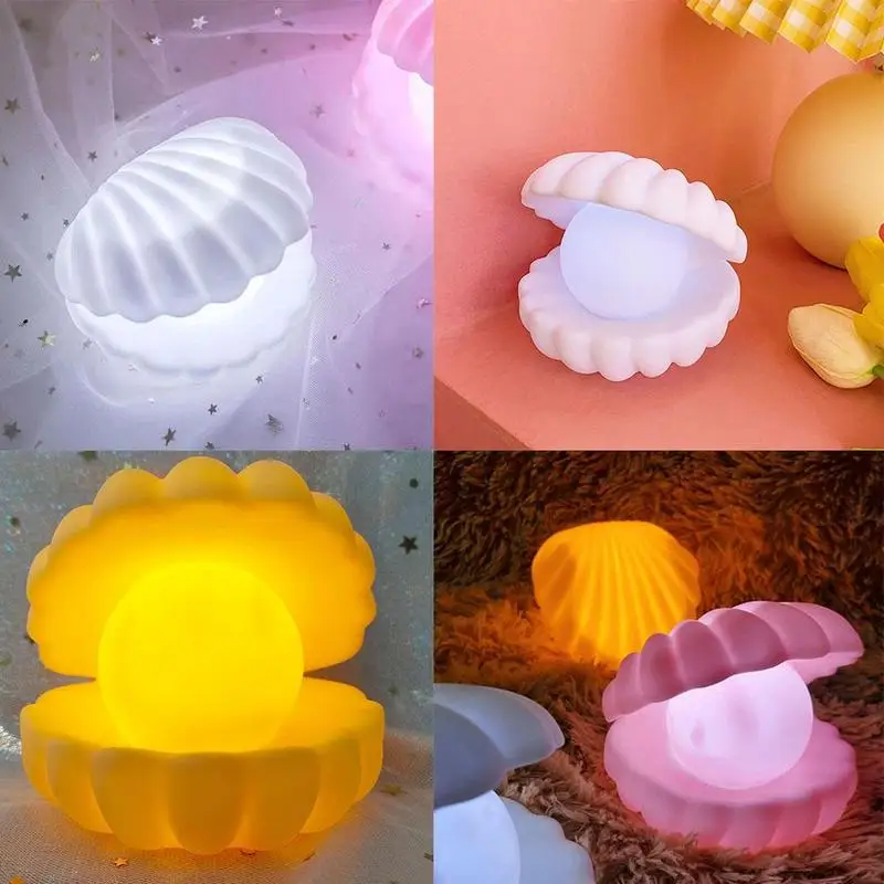

Ceramic Shell Pearl Night Light, Used For Bedside Gifts Decoration Home Holiday J5M7