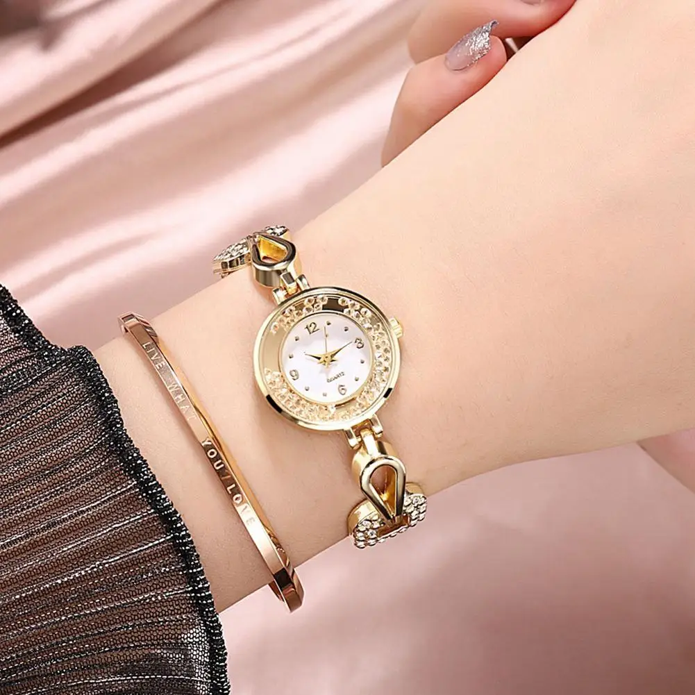 

Quartz Watch Lady Quicksand Rhinestone Mini Dial Alloy Band Number Analog Wristwatch Gifts Women Daily Clock Reloj Mujer