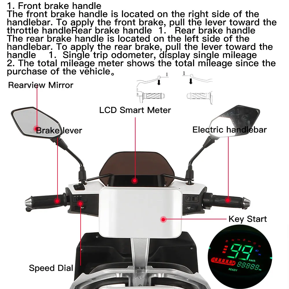 Электроскутер BENOD 2000 Вт с литиевым аккумулятором электромотоцикл 6H
