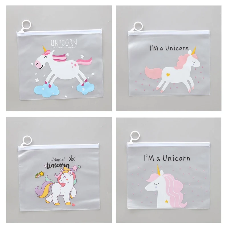 

Cute Unicorn Colorful A4 File Folder Paper Document Filiing Bag Plastic Transparent File Bag Pencil Case Pen Bag Stationery Bag