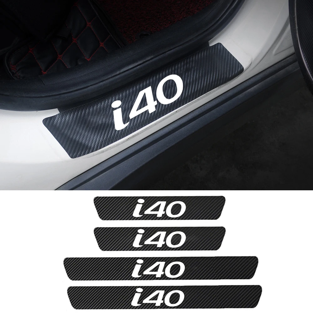 Для Hyundai i10 i20 i30 i40 ix20 ix35 4 шт. искусственная кожа углеродное волокно порог порога