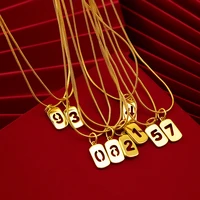 women necklace classic basic diy 0 9 letter pendant snake bone chain clavicle choker pure gold color wedding anniversary jewelry