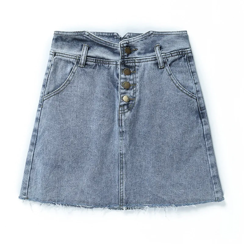 

2020 Spring Summer Fashion High Waist Denim Short Skirts Female Casual All Match Hip Skirt A-line Blue Jeans For Girls XA242F