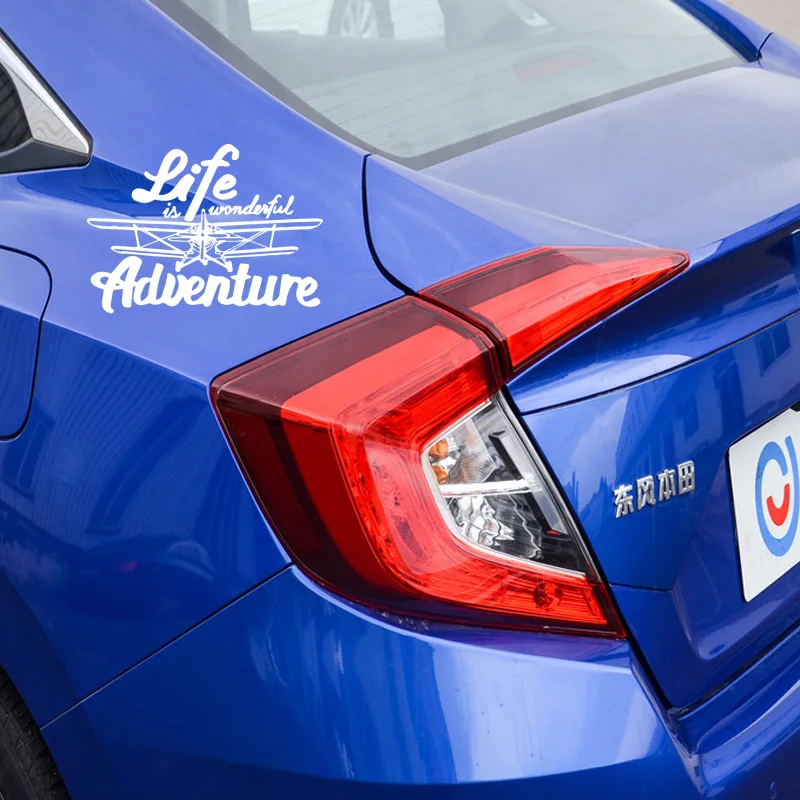 YJZT 13CM*18CM Car And Motorcycle Personality Decal Life Adventurer Stickers Black/Silver C30-0478 | Автомобили и мотоциклы